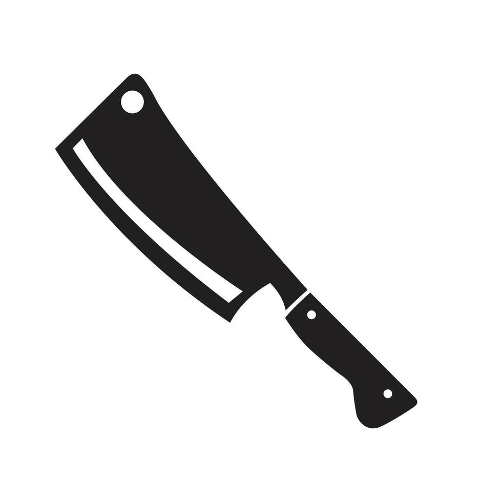 illustration of kitchen butcher knife in silhouette vector