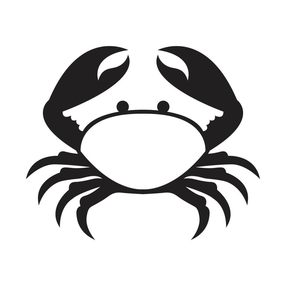 Flat black silhouette of crab vector