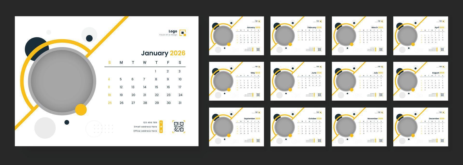 2026 January calendar design example vector
