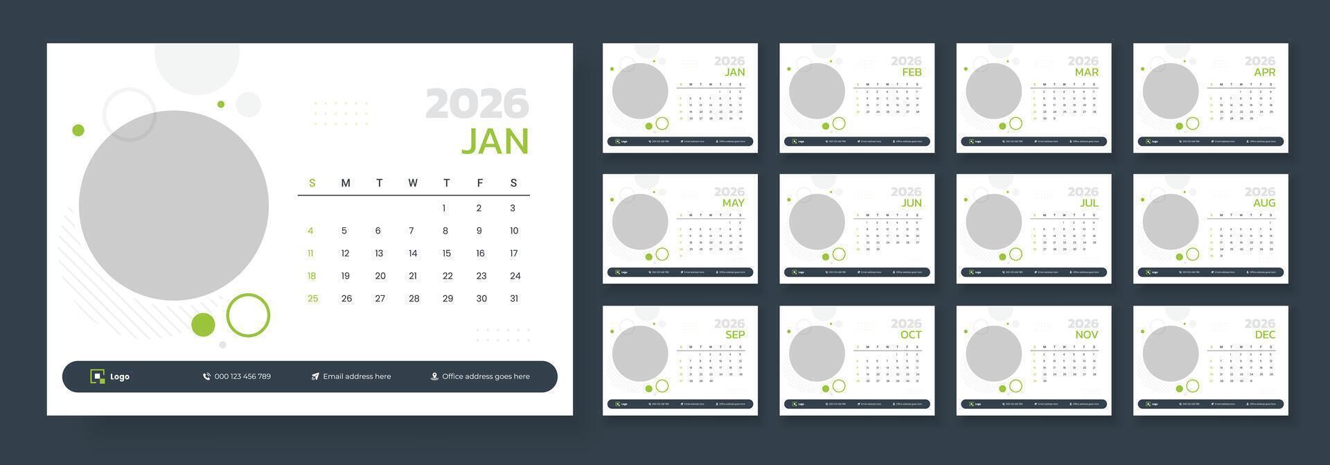 2026 January calendar design vector