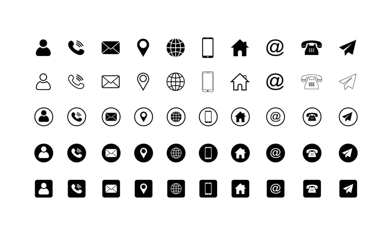 Contact icon set business card and communication symbols phone email web location profile illustration vector