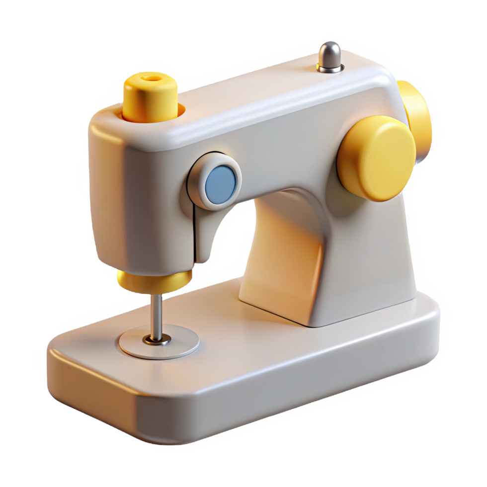 Stylized 3d rendering of a modern sewing machine isolated on transparent background png
