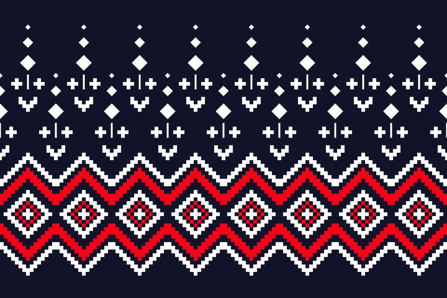 Fabric Pixel Art Seamless Geometric Pattern white and red vector