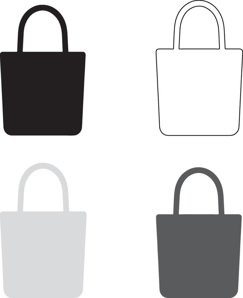 Four tote bag icons in different colors and styles vector