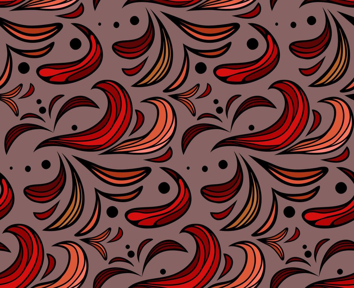 Seamless pattern with red vintage curl on gray background vector