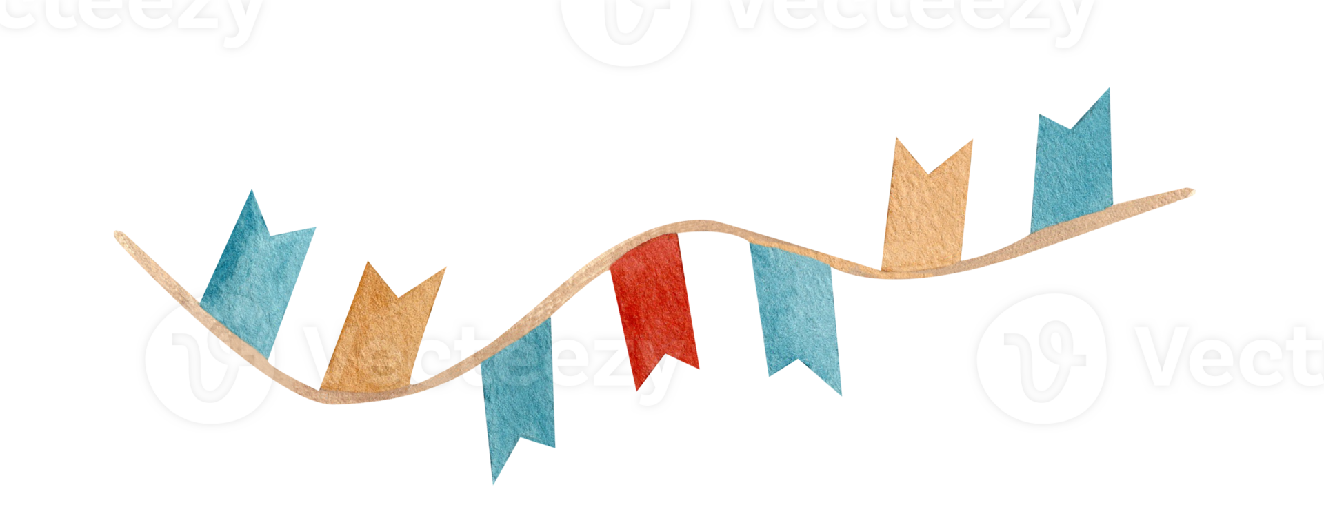 Bunting hanging garland Flag. Watercolor illustration of triangular garland of muted colors. Drawing of pennants for Baby shower party greeting cards, wedding background and kids party png