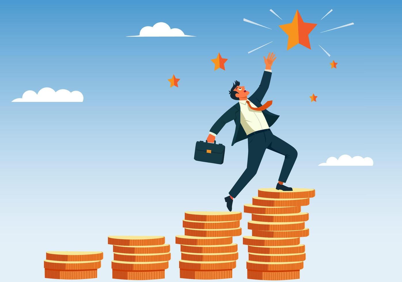 Businessman reaching for a star vector