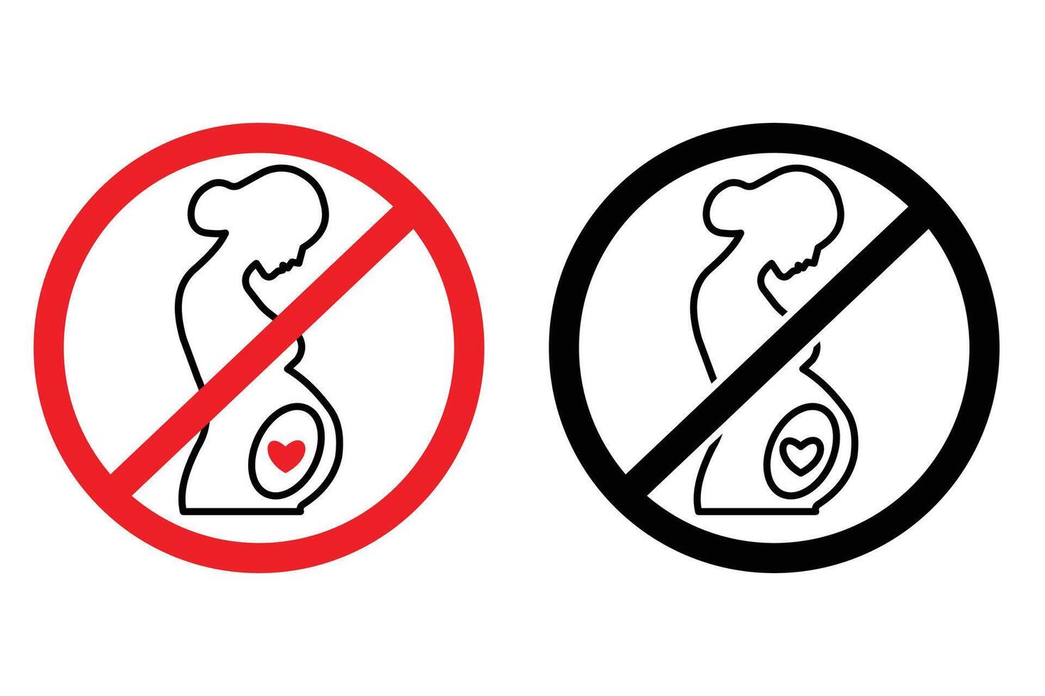 No Pregnant Women Allowed Icon, Medical Safety Prohibition Sign for Radiation or MRI Zone vector