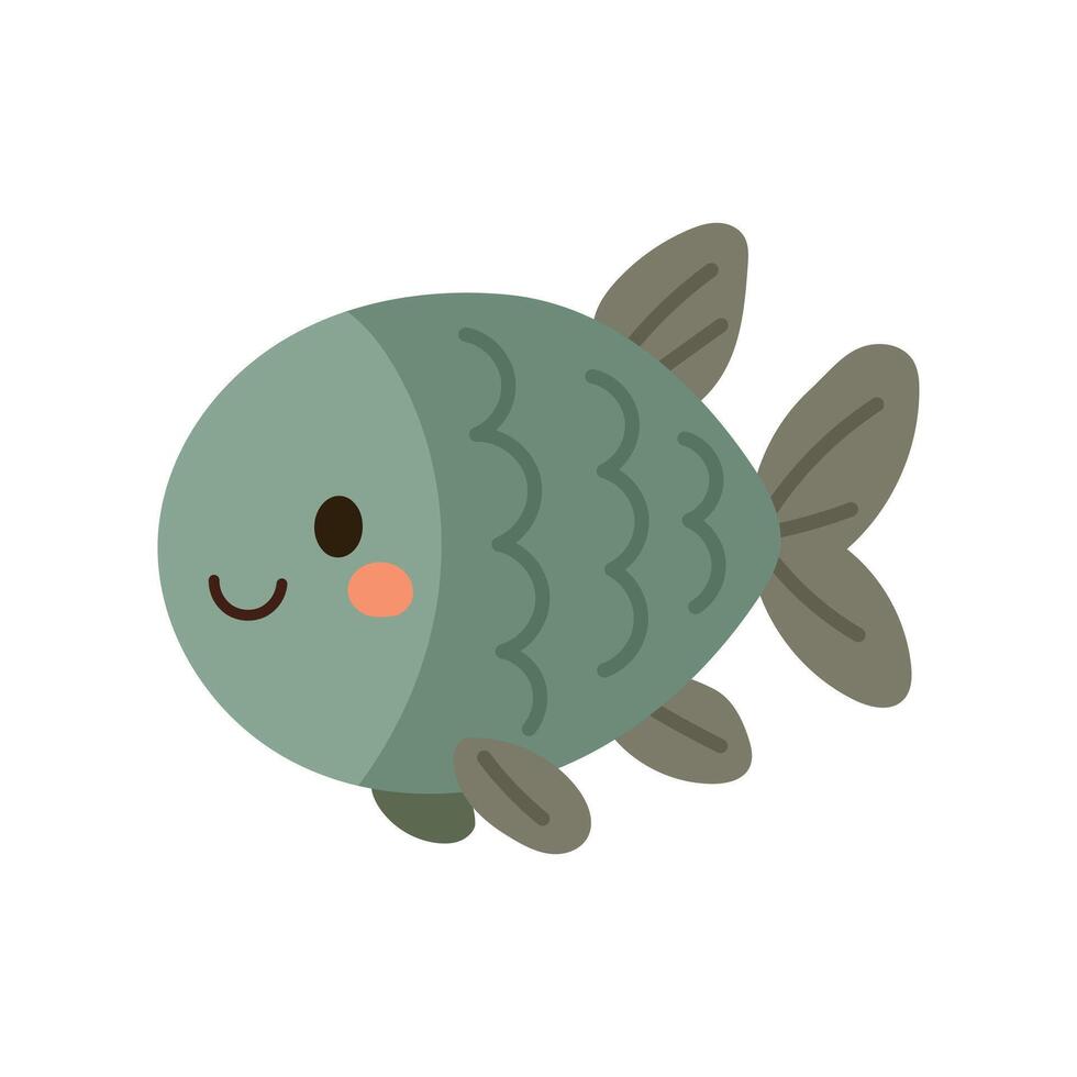 Soft green fish with smooth lines and calm expression, ideal for pastel underwater scenes and gentle marine artwork vector