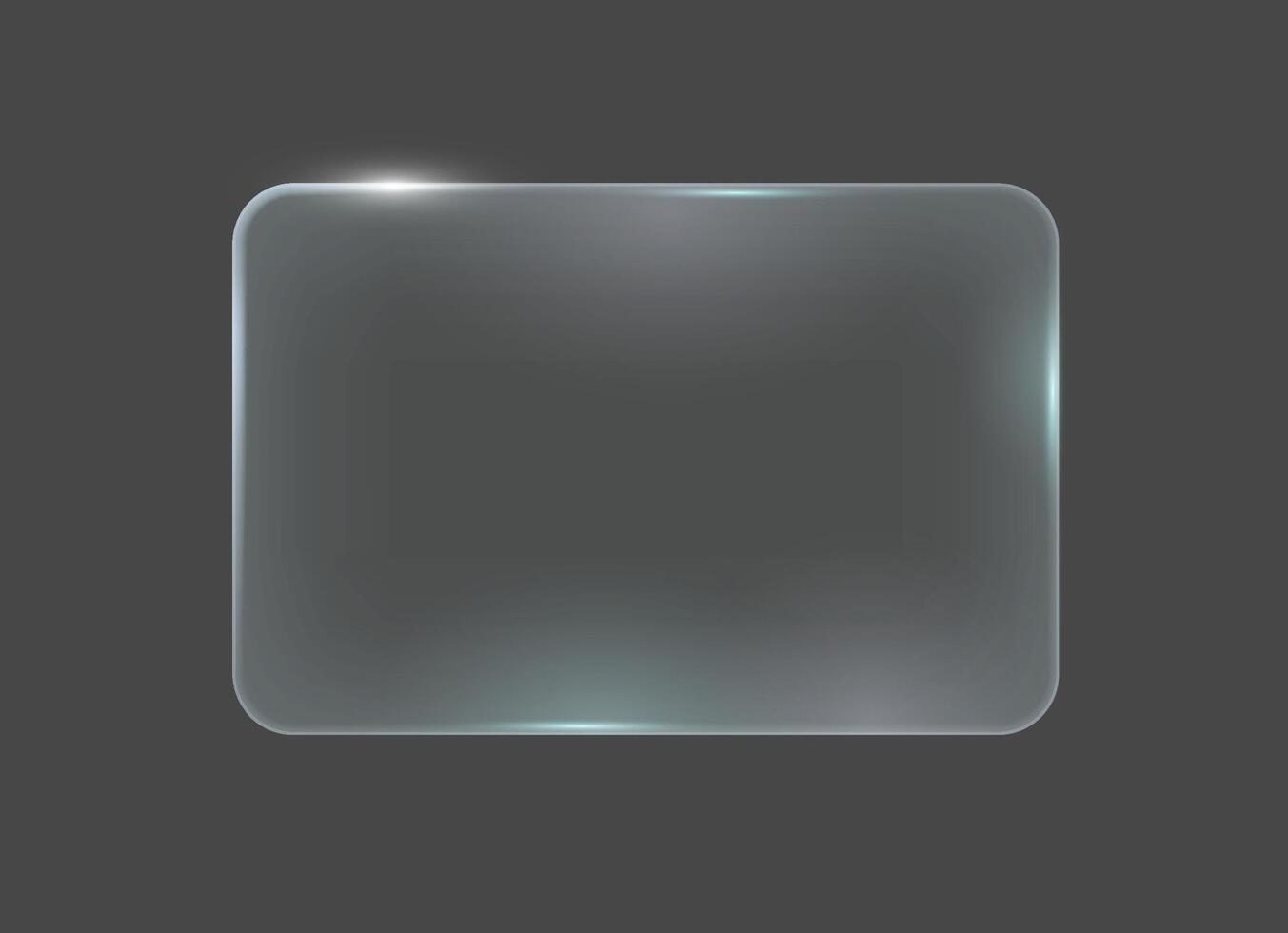 glass panel with rounded edges on a dark gradient background. Modern and sleek appearance suitable for digital interfaces and design elements. vector