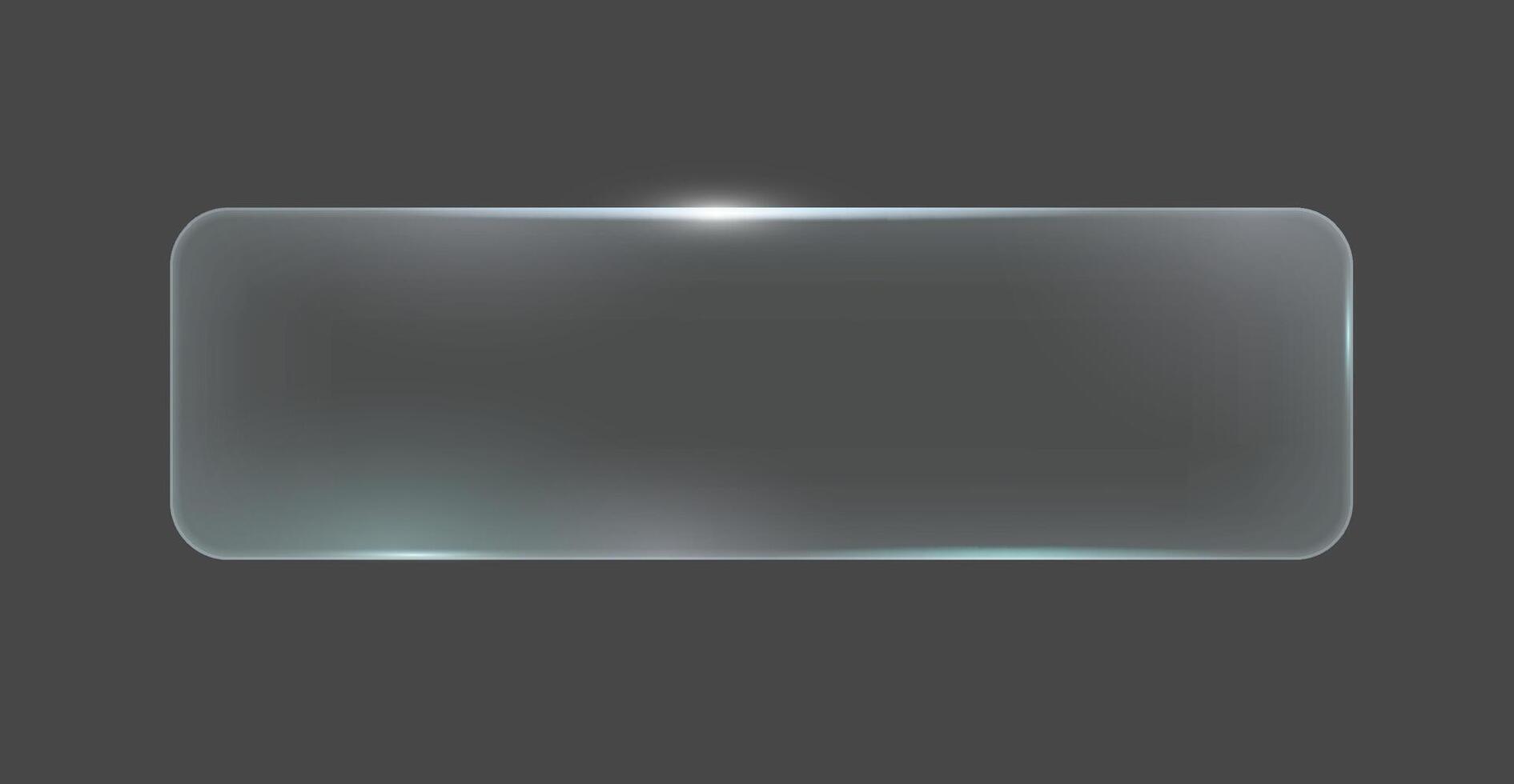frosted glass rectangle in glassmorphism style. Set against a dark background. Ideal for modern UI design elements and minimalist layouts. vector