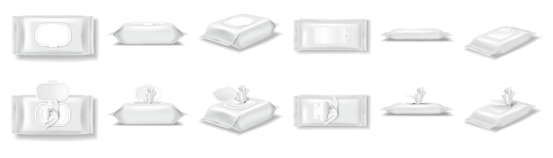 Variety of cleaning wet wipes vector