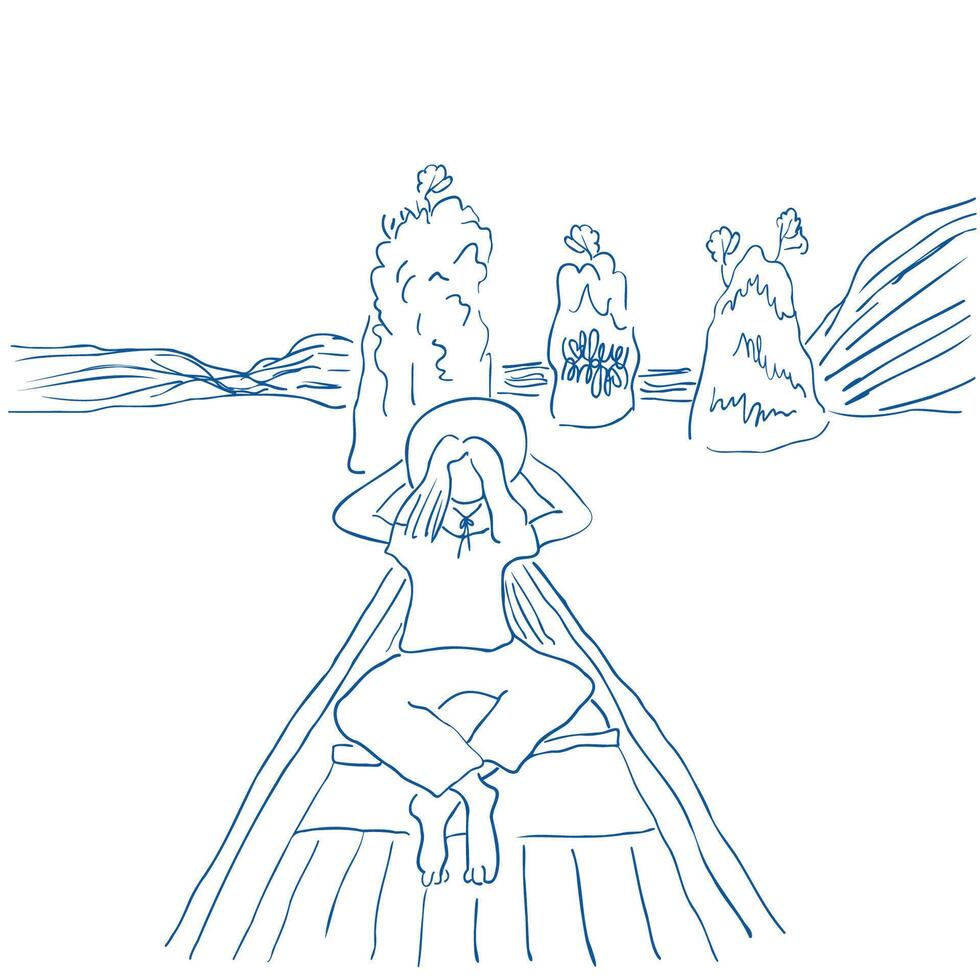 girl floating in a boat vector