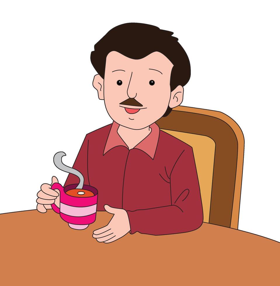 One man sitting on a chair drinking tea vector