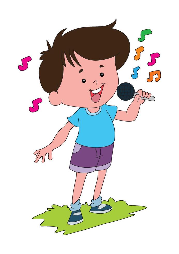Little boy singing song illustration vector