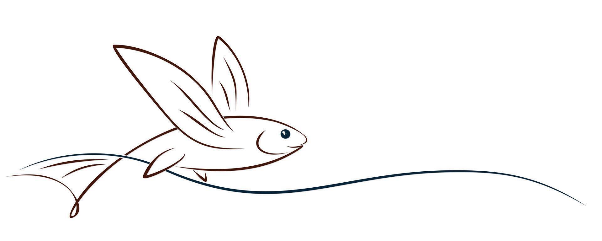 Flying Fish with Wave. vector