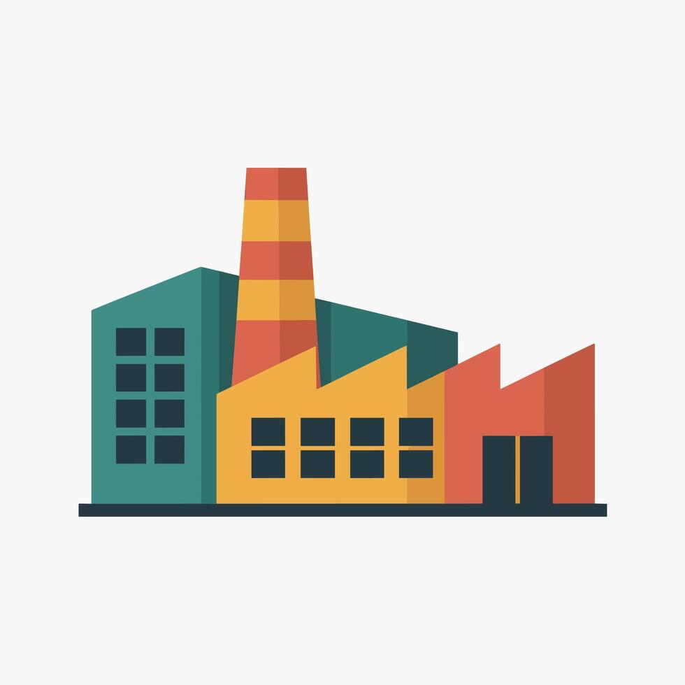 Flat Style Factory Exterior in Urban Setting vector