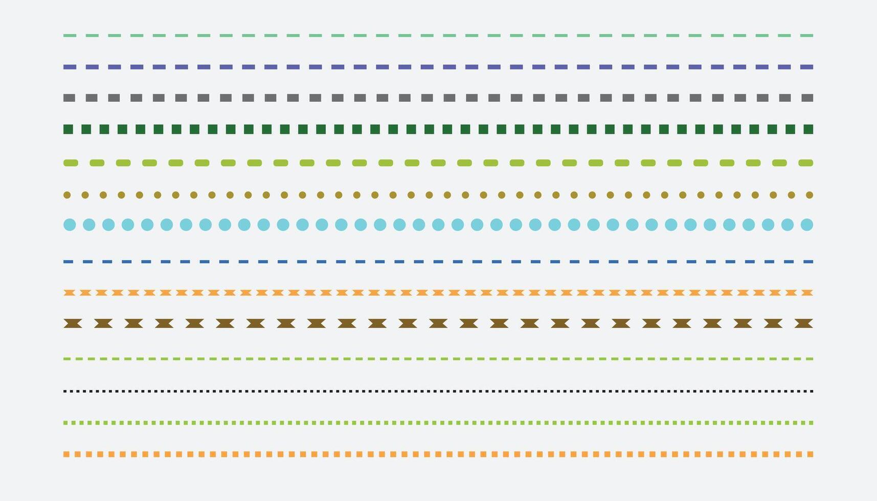 Dashed lines collection. different types of dashed lines. Isolated black dashed line set collection against a white backdrop vector