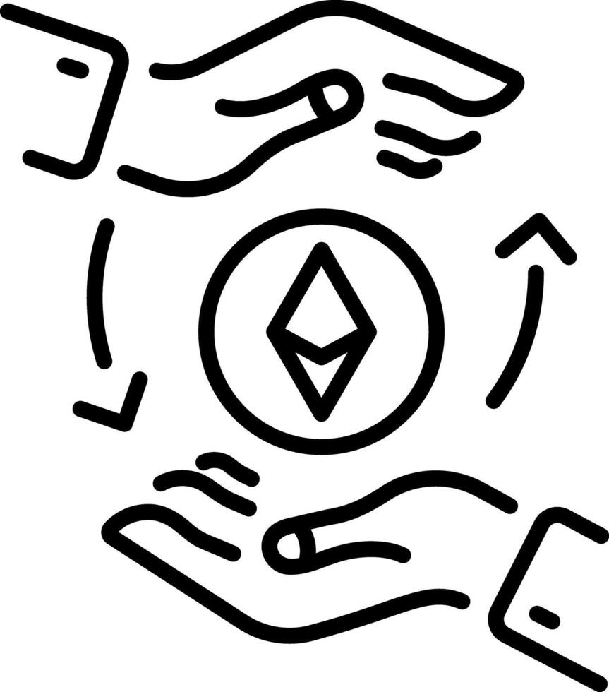 A line style icon showing exchanging eth vector