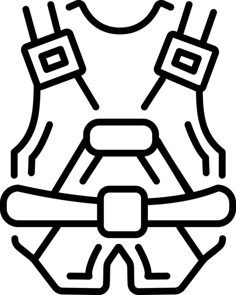 An outline style icon depicting safety harness vector