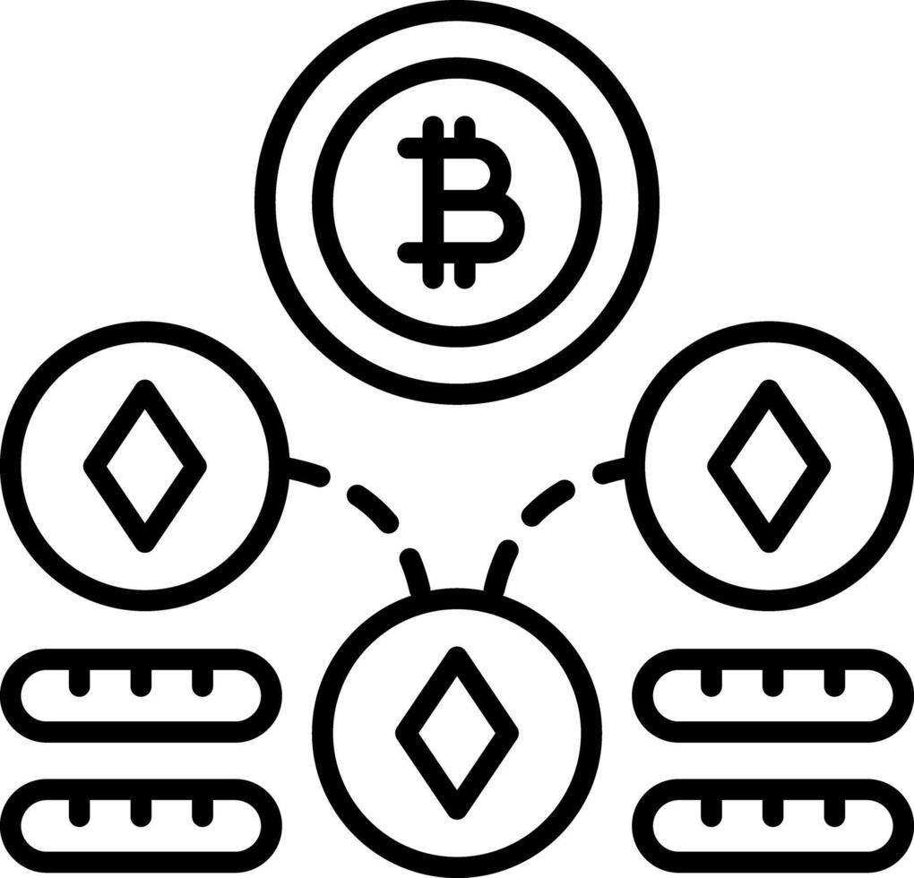 A line style icon showing staking coins vector