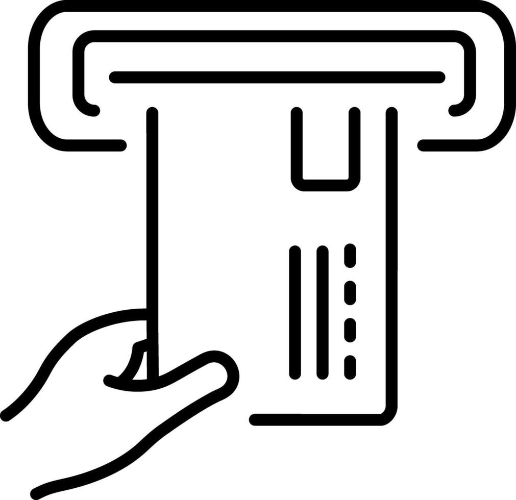 An outline style icon depicting card withdraw vector