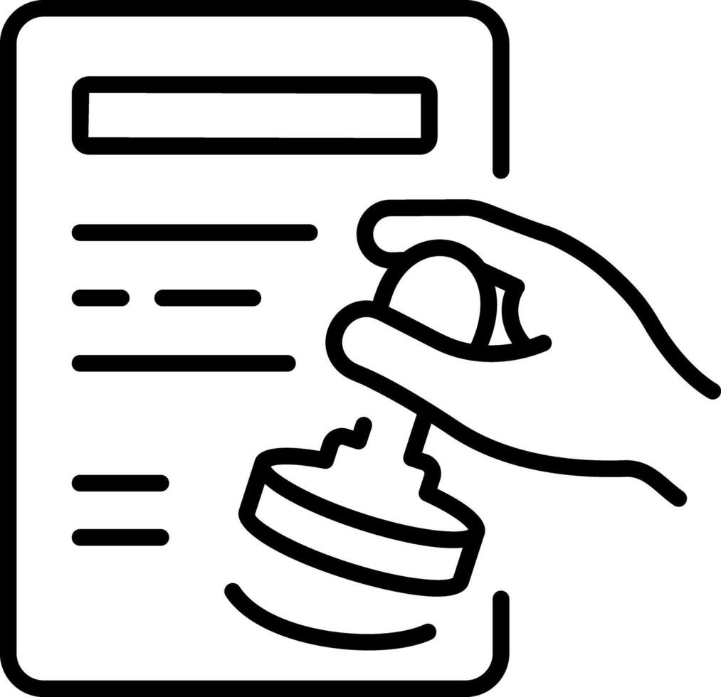 A line style icon showing stamp vector