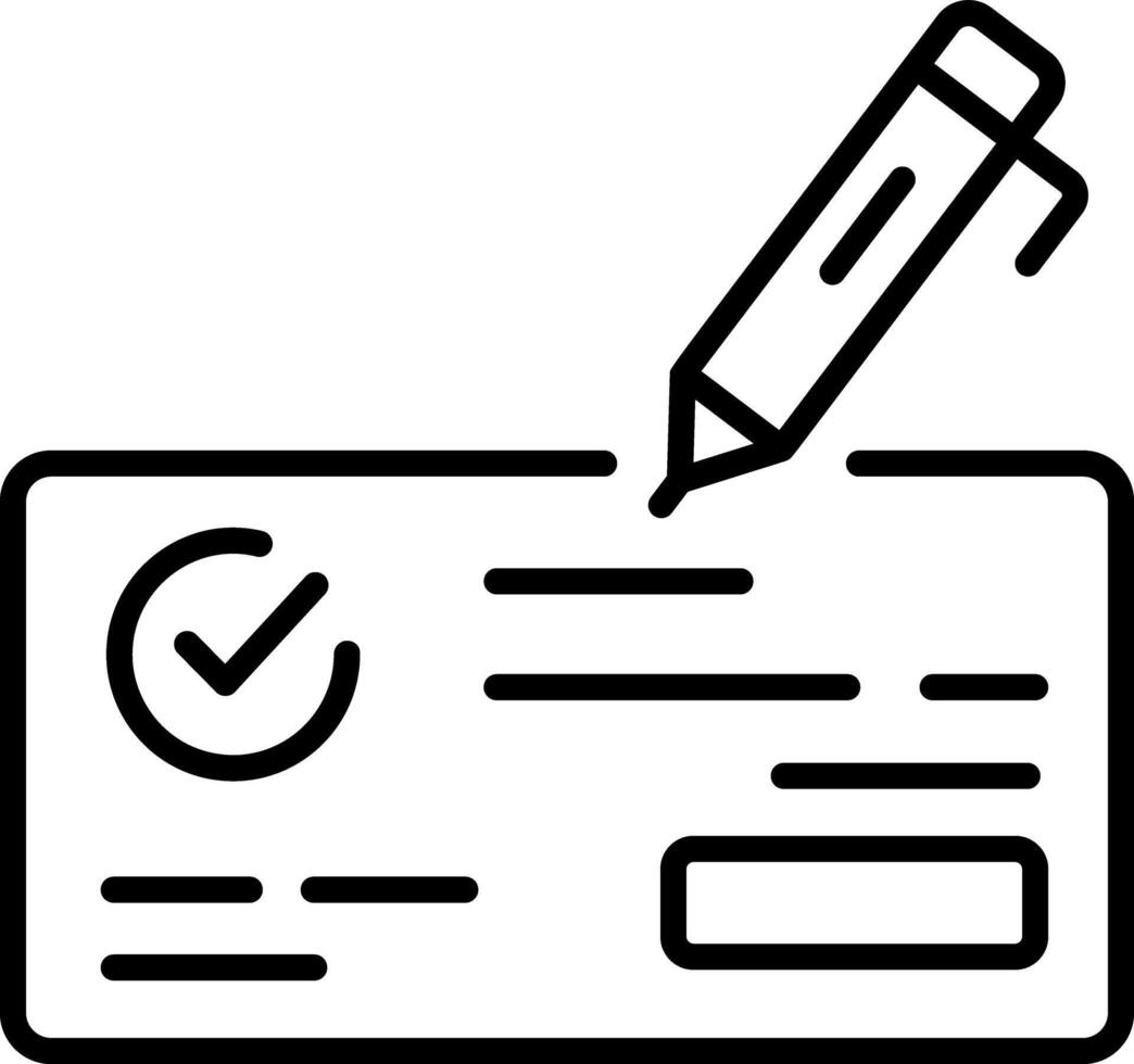 A line style icon showing cheque deposit vector