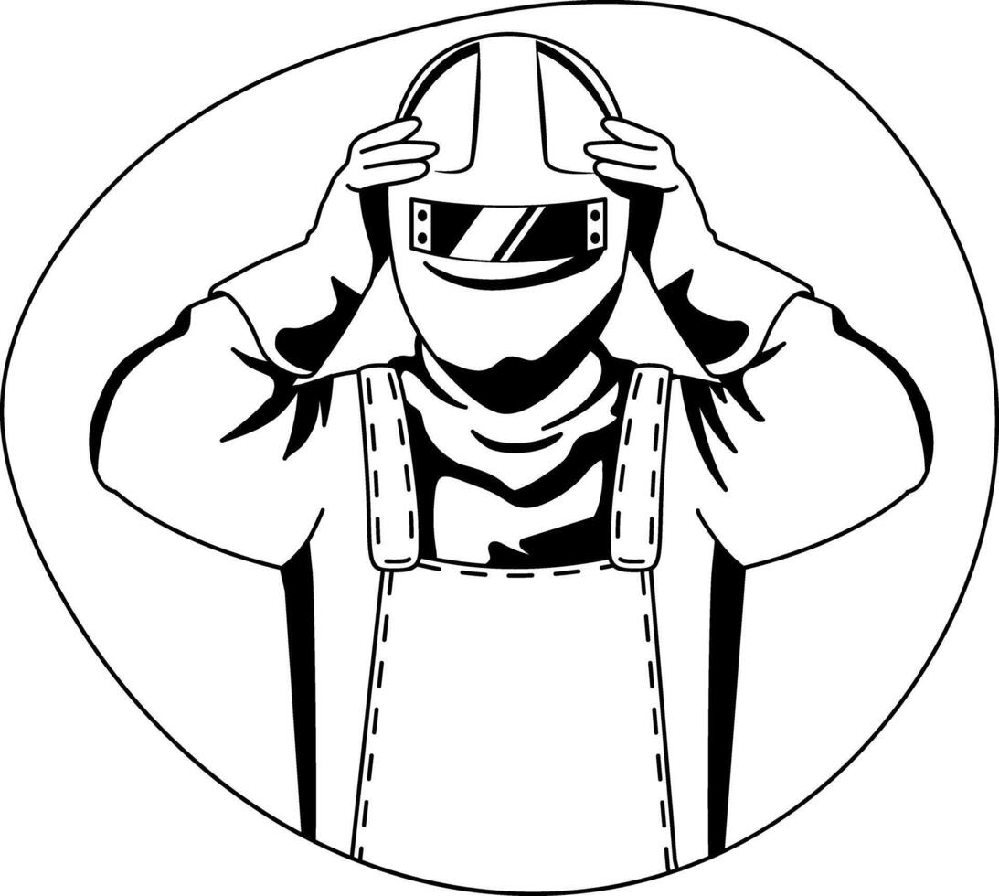 Glyph illustration of a worker wearing safety gear vector