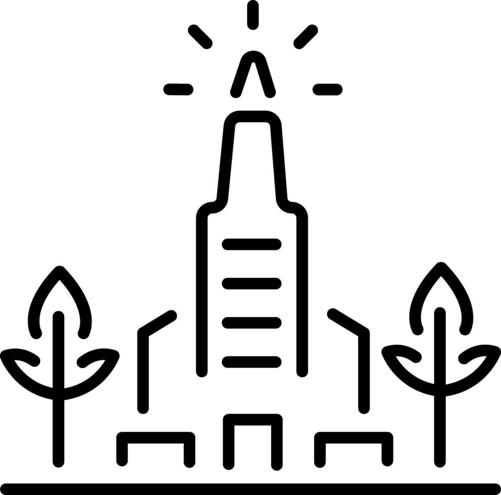 A linear style icon representing sustainable building vector