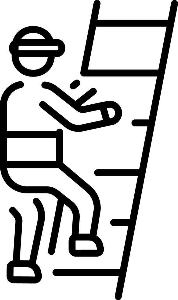 A linear style icon representing climbing ladder vector