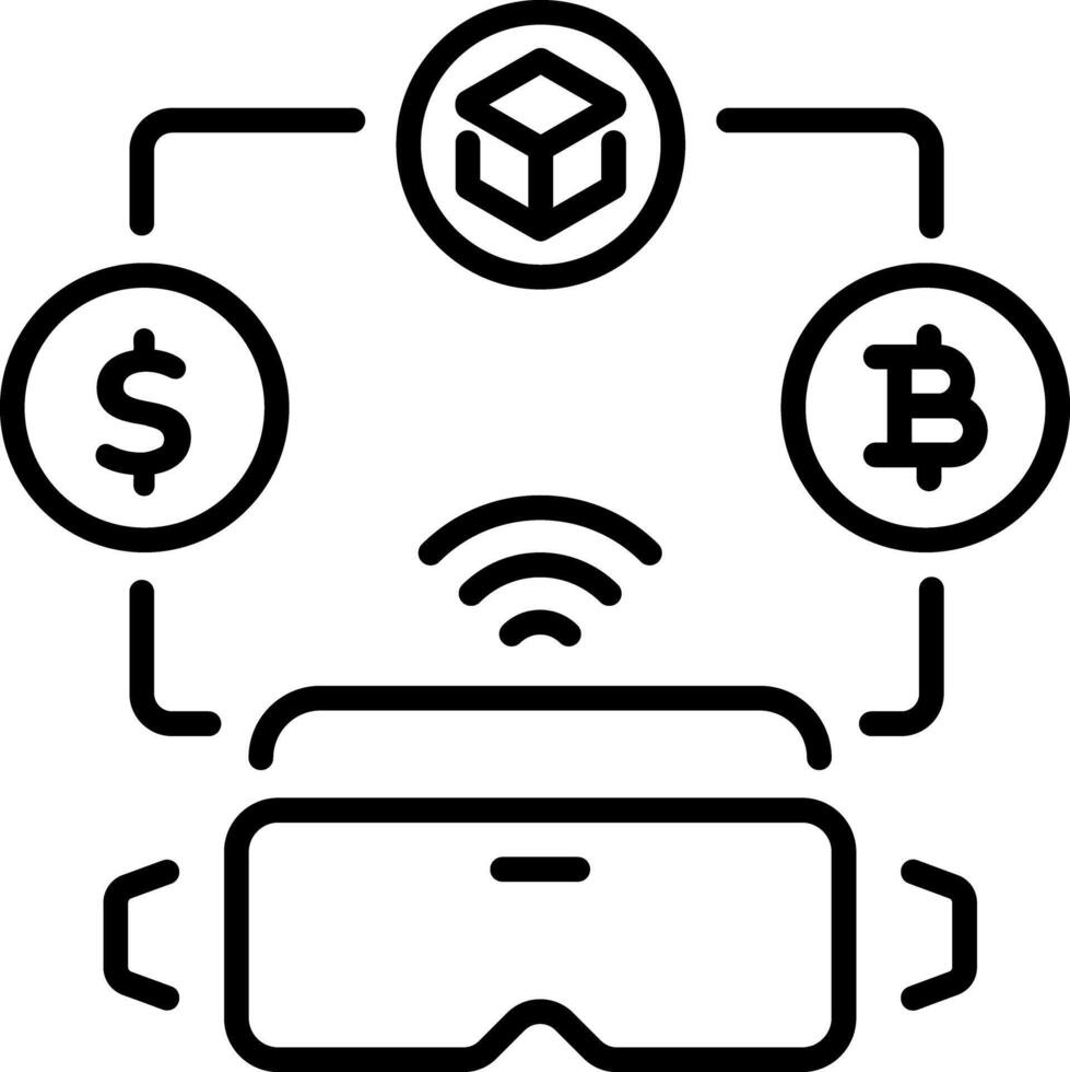 A linear style icon representing vr technology vector