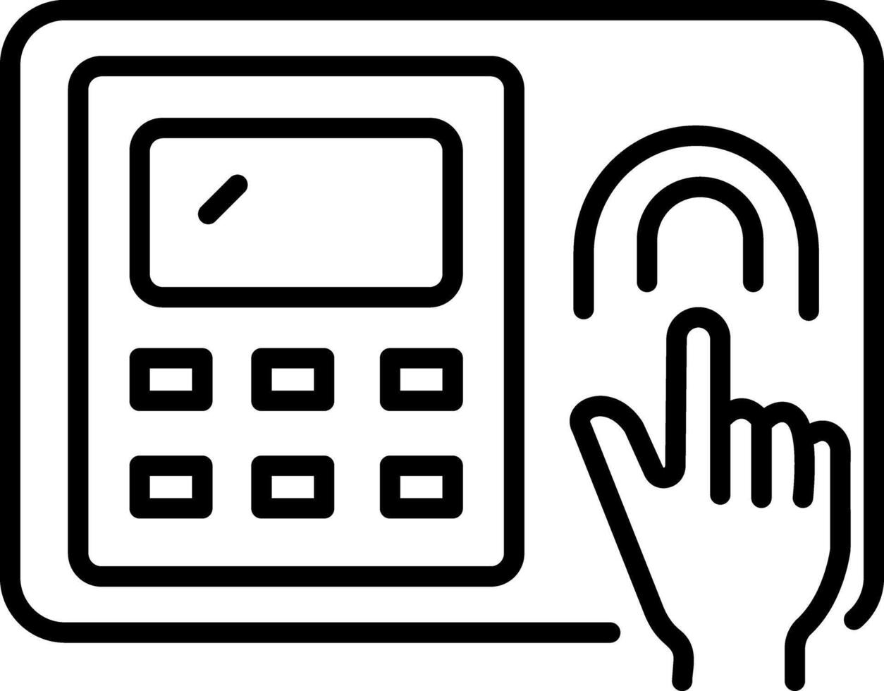 A trendy linear style icon representing fingerprint scanner vector