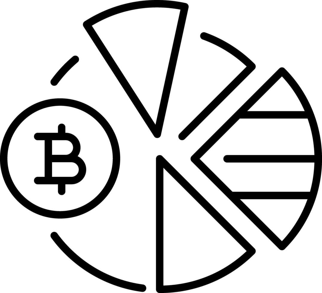An outline style icon depicting pie chart vector