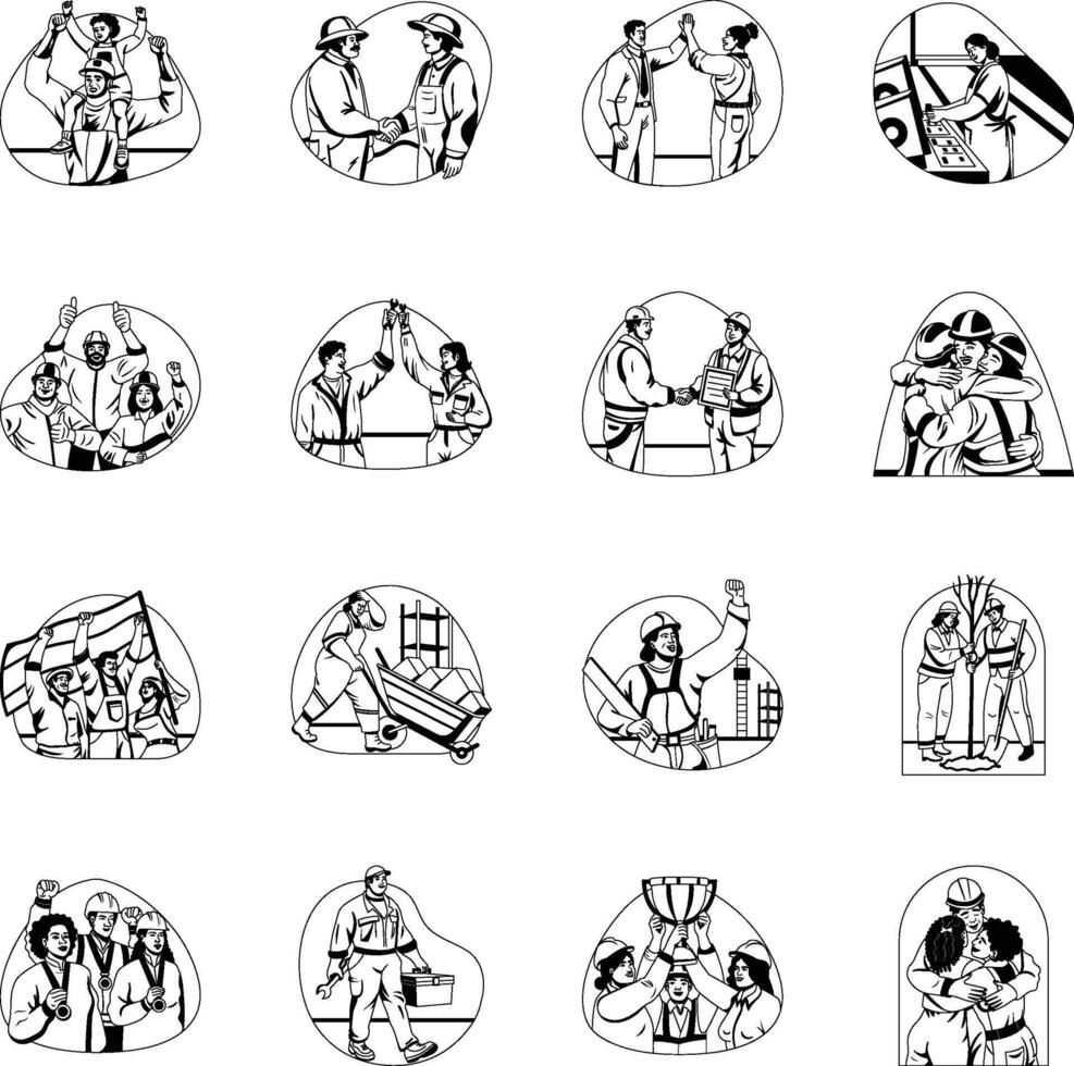 Set of Work Appreciation Art Glyph Illustrations vector