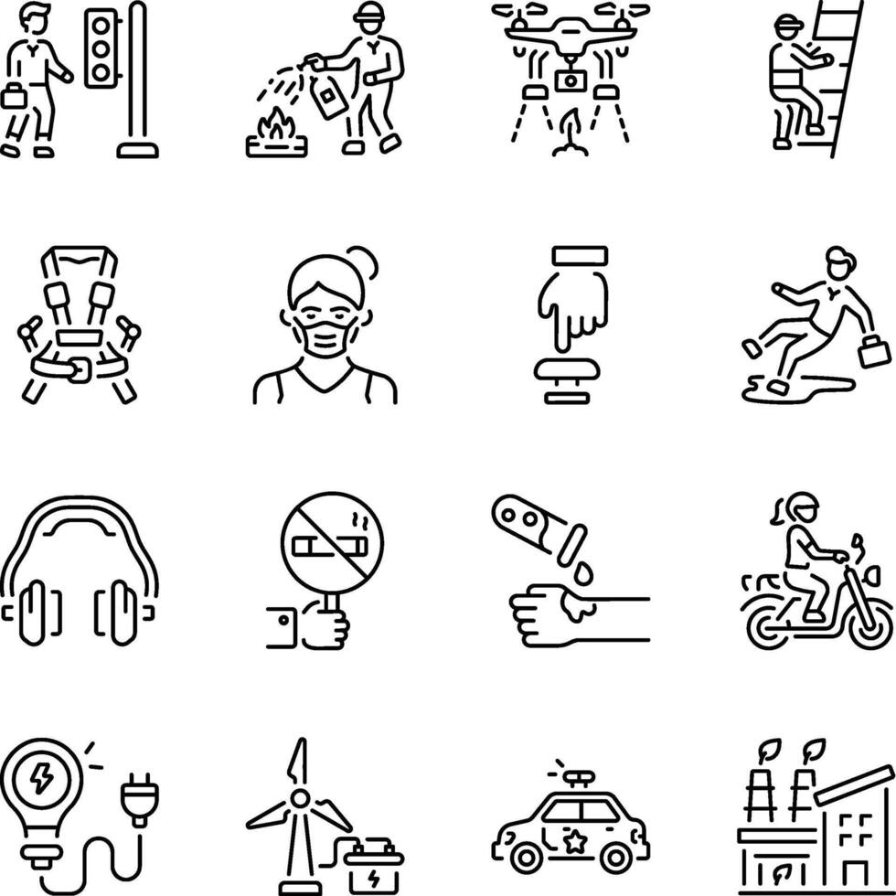 Set of Protection Line Style Icons vector