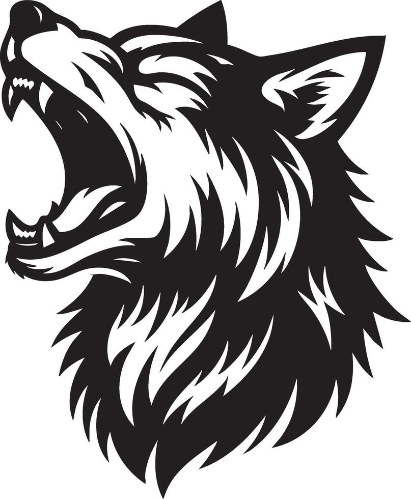 A wolf head with its mouth open vector
