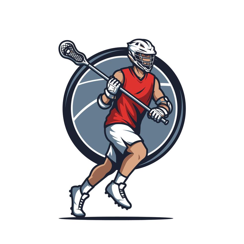 Lacrosse player running logo design vector