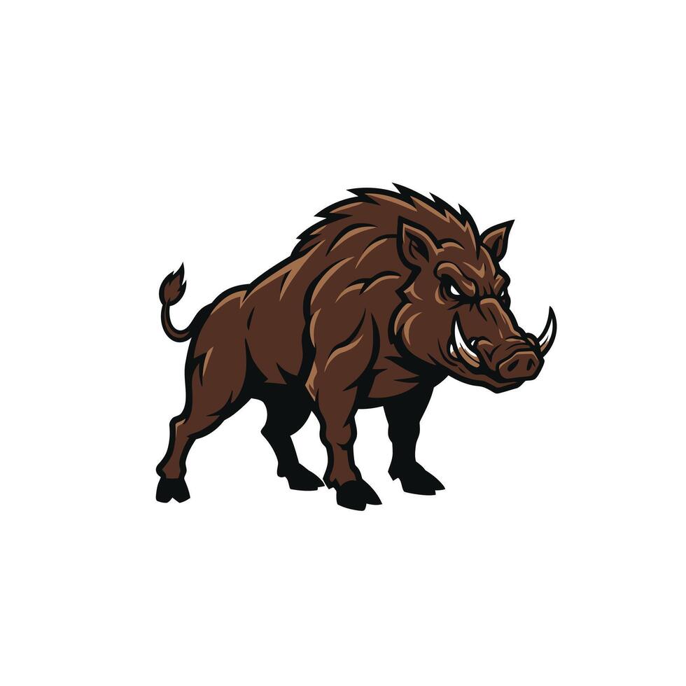 Brown wild boar logo design vector