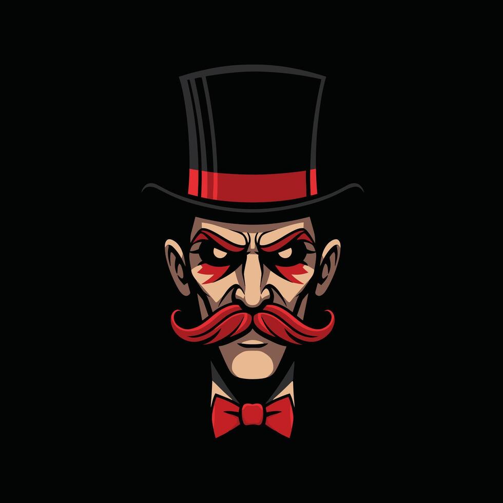 Logo design of a man with a red mustache and a top hat vector