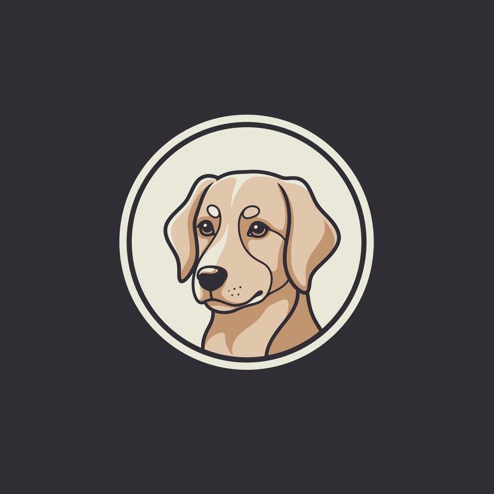 A dog head in a circle logo design vector