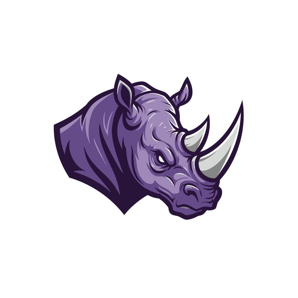 Purple rhino head logo design vector