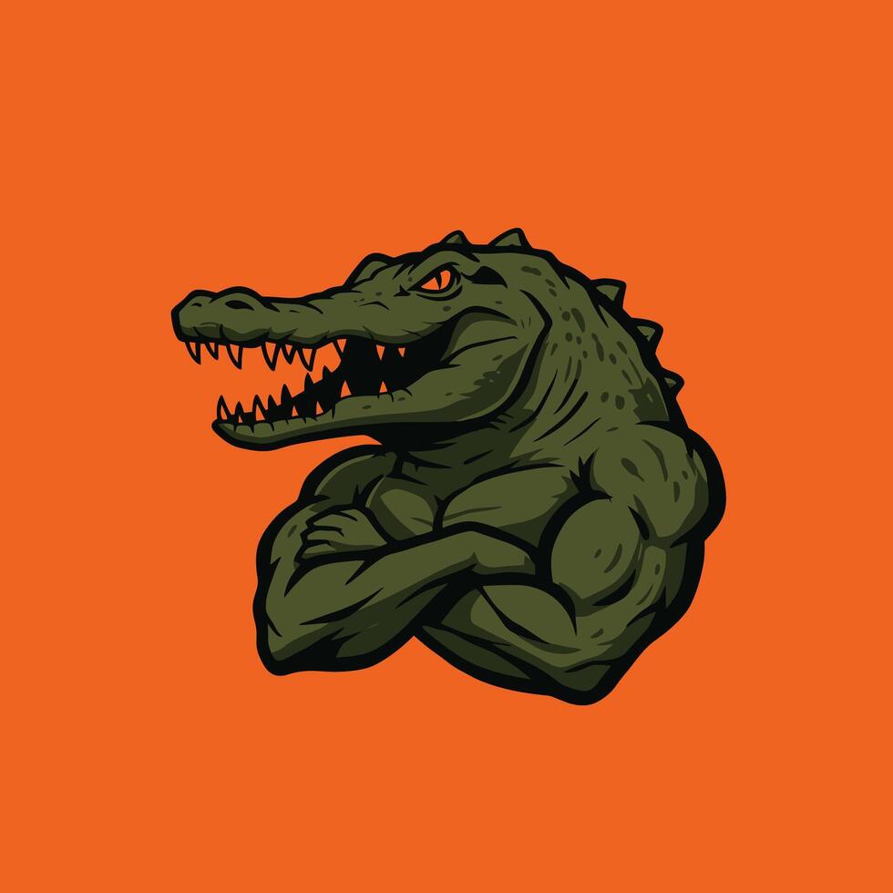 Green crocodile mascot logo design vector