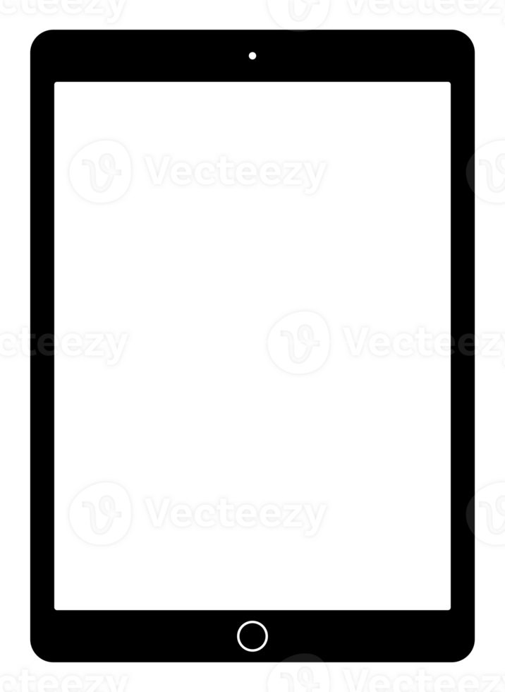 Tablet Computer Silhouette With White Screen, can use for Mock Up, Framework, Logo Gram, Simulation, Pictogram, Footage Edit, Image, Background, Apps, etc. png