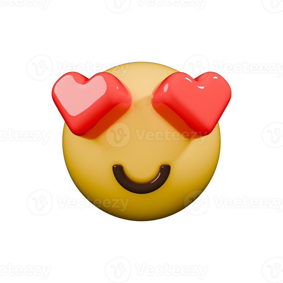 A yellow emoticion with hearts on it png