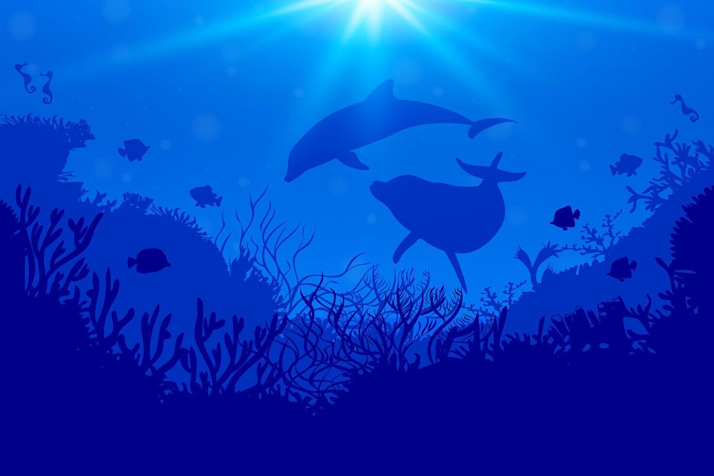 Dolphins swimming in the ocean vector
