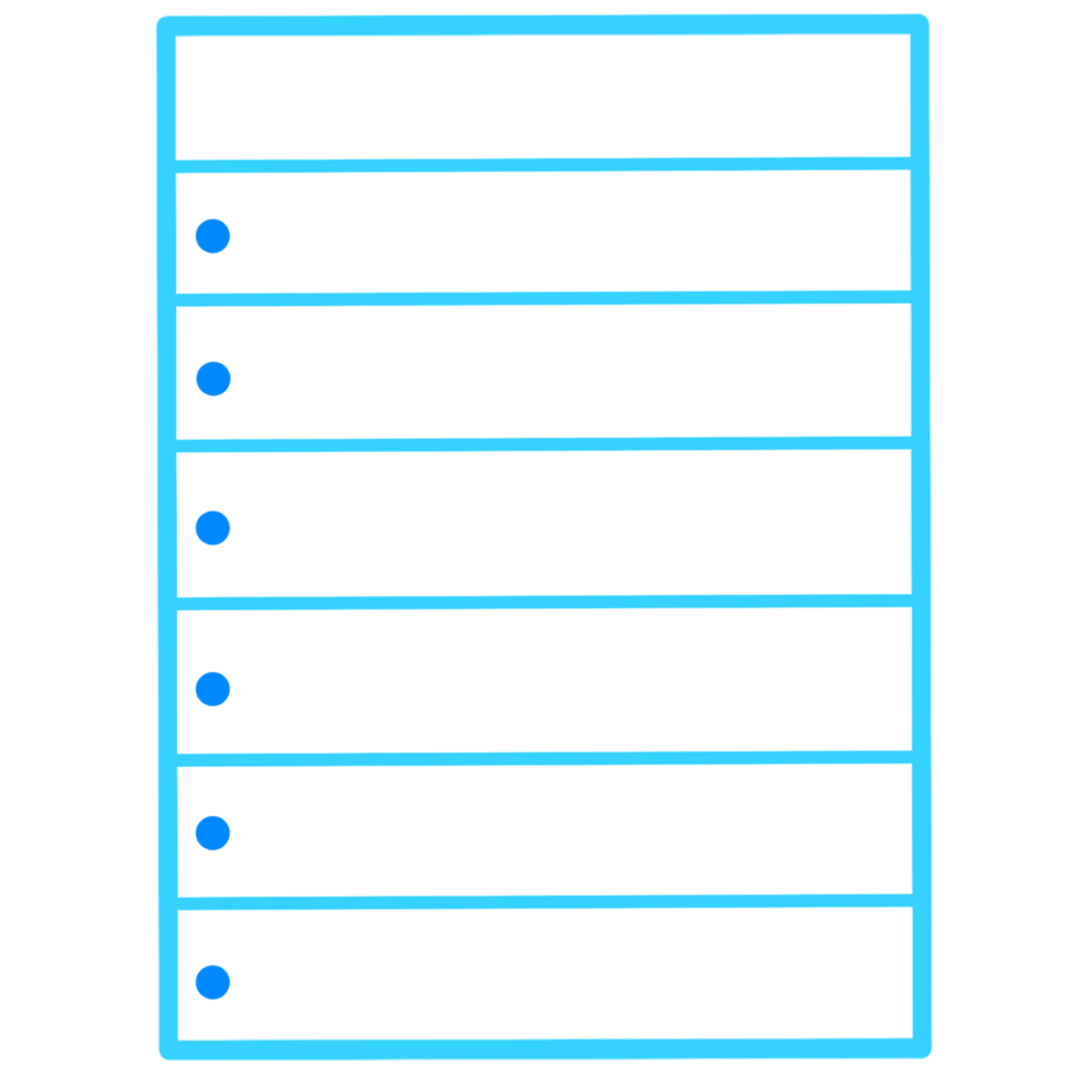 Blue and white sheet of paper, Lined with dot points png