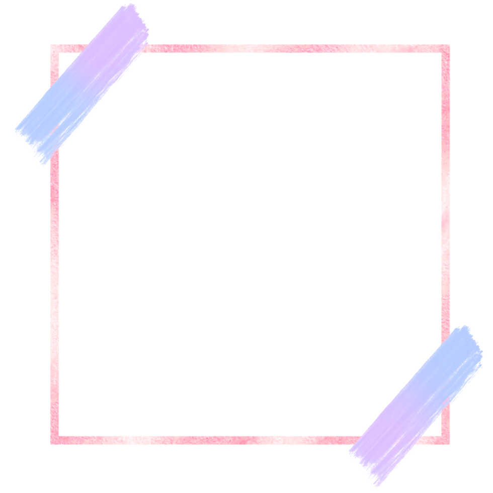 Pink square frame with purple and blue tape on the corners, Square border png