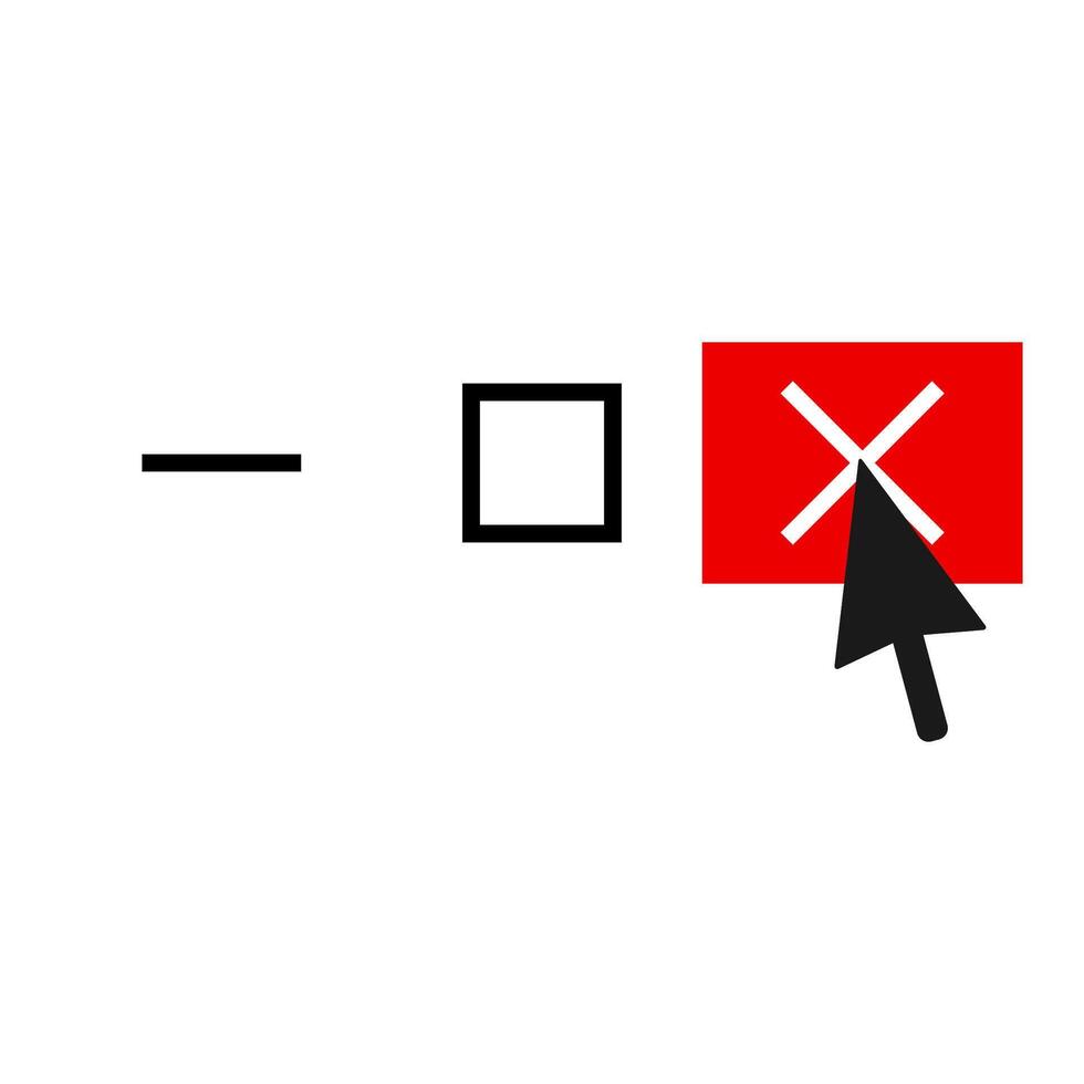 Black computer cursor on close button. vector