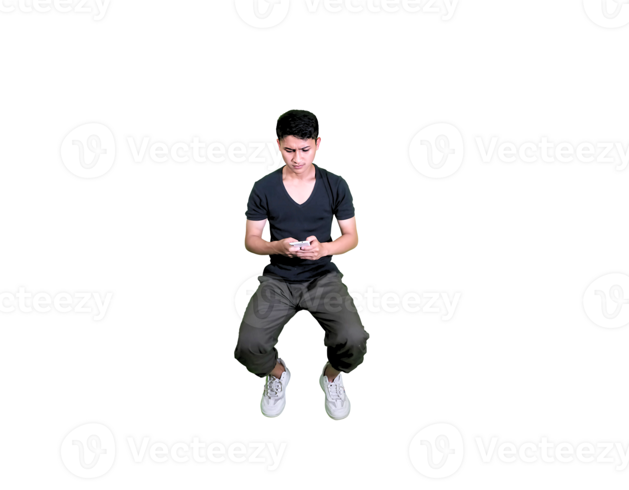 Minimalist Studio Shot of Man in Casualwear Posing Alone png